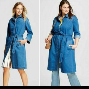 Denim trench coat